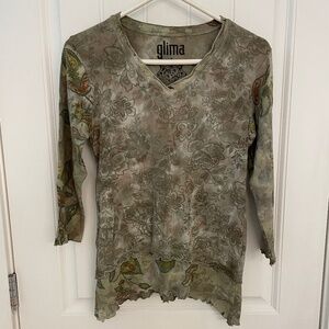 Glima V-neck 3/4 Sleeve Top, Size L